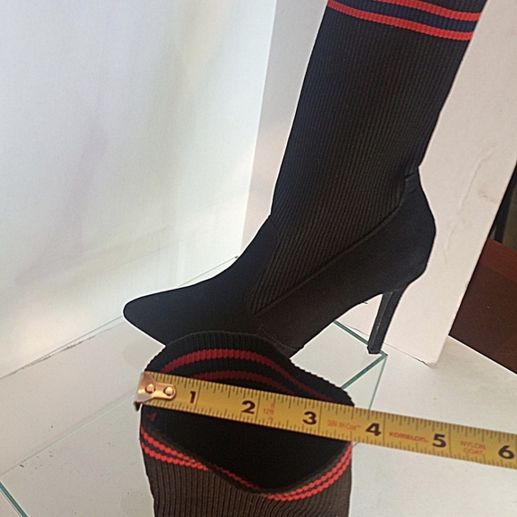 Anne Mitchelle Women Black Red Stretchy Ankle Sock Boots Size 8 - Picture 13 of 13